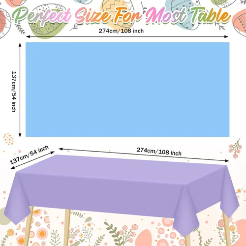 Vista 2 de Patelai 6 manteles desechables pastel para mesas rectangulares, manteles de plástico impermeables para baby shower, fiesta de cumpleaños