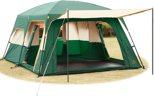 Vista 15 de KTT Extra Large Tent 6-10-12-14 Person(Style-B),Family Cabin Tents,2 Rooms,3 Doors and 3 Windows with Mesh,Straight Wall,Waterproof,Double Layer,Big