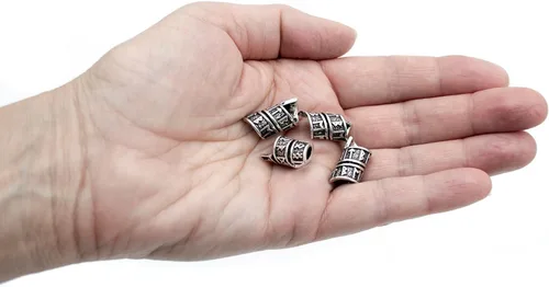 Vista 9 de Viking Beard Bead Coil Set (8-Pack) - Norse Rings for Hair, Dreads & Beards