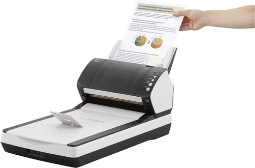 Vista 7 de Fujitsu fi-7240 Robusto Escáner de documentos dúplex de escritorio de oficina general a color con alimentador automático de documentos (ADF) y cama