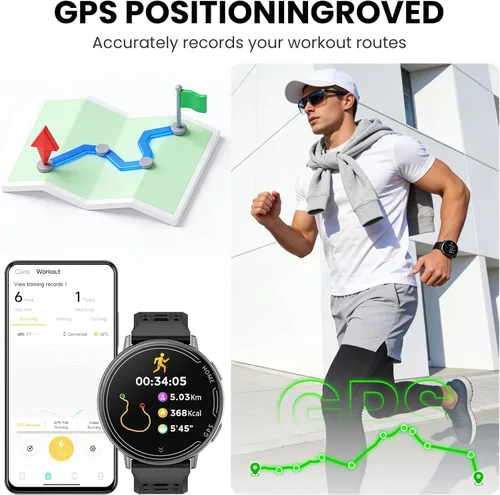 Vista 2 de Relojes inteligentes para hombres y mujeres GPS, reloj inteligente con pantalla AMOLED de 1.43 pulgadas, brújula de relojes inteligentes, compatible