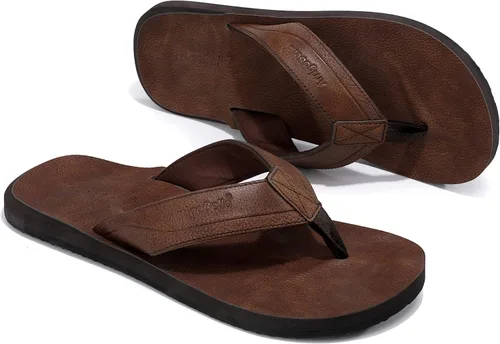 Vista 4 de AX BOXING Sandalias de cuero para hombre, sandalias casuales y cómodas