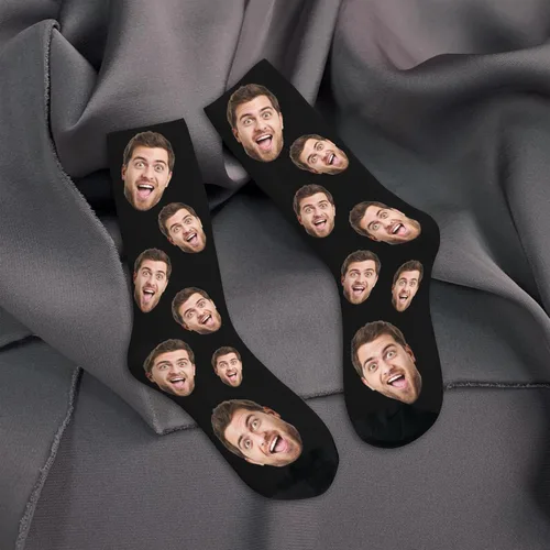 Vista 5 de heigudan Calcetines de cara personalizados, calcetines divertidos con caras para hombres, mujeres, amantes de los perros y gatos, regalos