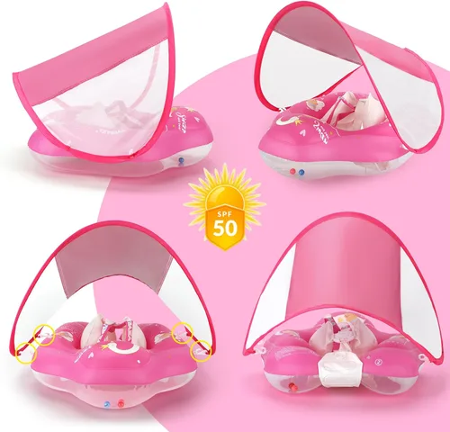 Vista 3 de WYRIAZA Flotador de piscina para bebé con toldo, flotador de bebé para natación en la piscina, flotadores de piscina infantil con protección solar
