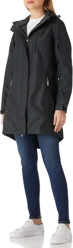 Vista 4 de Outdoor Ventures Chaqueta larga Softshell para mujer con capucha extraíble aislada, abrigo de invierno impermeable con forro polar cálido
