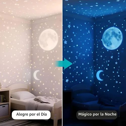 Vista 7 de LUMOSX Estrellas que brillan en la oscuridad para decoración de techo, 600 piezas con libro electrónico de constelación adicional, calcomanías