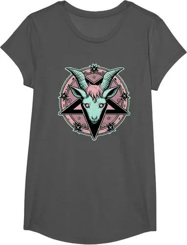 Vista 28 de Camiseta Kawaii Paste Creepy Goat Pentacle, Negro