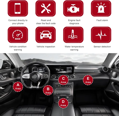 Vista 5 de Escáner Bluetooth OBD2 para Coche, Lector de Códigos de Diagnóstico Inalámbrico OBD II, Herramienta de Escaneo Bluetooth, Adaptador Universal