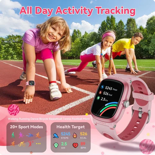 Vista 3 de Reloj inteligente para niños con monitor de ritmo cardíaco y sueño, juegos/alarma/reloj inteligente resistente al agua IP68 para niños, podómetro