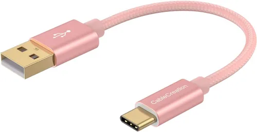 Vista 21 de CableCreation Cable corto USB a USB C de 6 pulgadas, carga rápida USB A a USB C, cable trenzado USB C macho a USB macho para banco de energía