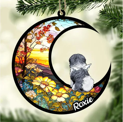 Vista 795 de LOVELYPOD Adorno de Navidad personalizado para perro Basset Hound (marrón) Basset Hound (marrón) adorno para atrapasoles de perro, razas de perros