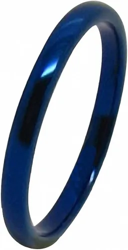 Vista 2 de Queenwish - Anillo de compromiso de tungsteno azul para mujer, de 0.079in, pulido único, para boda, ajuste cómodo, joyería simple