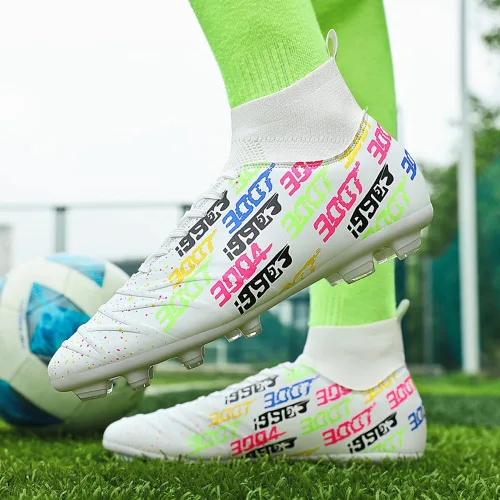 Vista 6 de Tacos FG unisex para entrenamiento atlético, antideslizantes, largos y altos, zapatos de fútbol para jóvenes