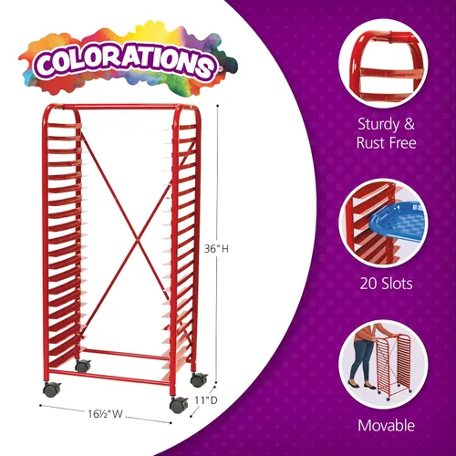 Vista 2 de Colorations® Estante de arte móvil, fácil preparación para el aula, ideal para pinturas, organizar y transportar materiales de arte, manipuladores