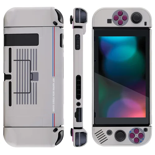 Vista 5 de eXtremeRate PlayVital Back Cover for Nintendo Switch Console, Handheld Controller Protector Hard Shell for Joycon, Dockable Protective Case with