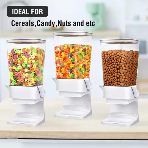 Vista 4 de Dispensador de cereales para encimera, contenedores grandes de almacenamiento de cereales, dispensador para despensa, dispensador de alimentos secos