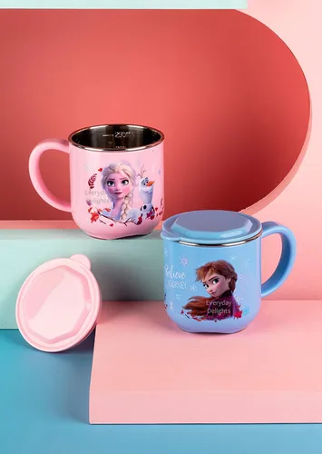 Vista 7 de Frozen Elsa Anna - Vaso de acero inoxidable con tapa, 8.5 fl oz, color rosa