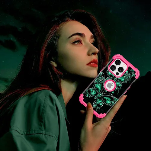 Vista 7 de Casetego Funda para iPhone 13 Pro Max, que brilla en la oscuridad, tres capas, resistente, a prueba de golpes, protección completa, policarbonato
