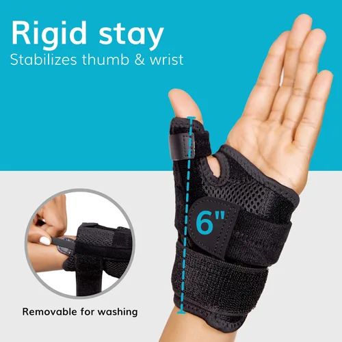 Vista 3 de BraceAbility Férula para el pulgar de gatillo – Atacado, esguince o roto CMC articulación y muñeca Spica soporte para tratamiento de tendinitis