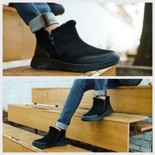 Vista 2 de TIOSEBON Botas de invierno con forro de piel para mujer, antideslizantes, resistentes