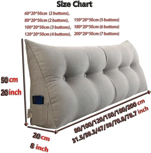 Vista 7 de Almohada triangular para cabecero, almohada de lectura, almohada grande para cabecero, soporte de espalda, cojín lumbar con funda extraíble