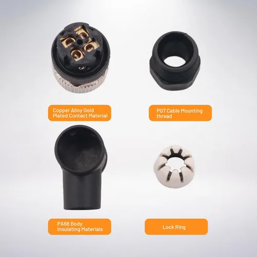 Vista 6 de Elecbee M12 4-Pin A-Coded Hembra Conector de la prenda impermeable IP67 de la terminación de la junta de tornillo de ángulo recto no blindado