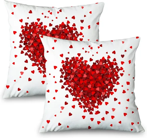 Vista 6 de Juego de 2 fundas de almohada de corazón para el día de San Valentín de 20 x 20 pulgadas, regalos románticos de San Valentín, Día de la Madre
