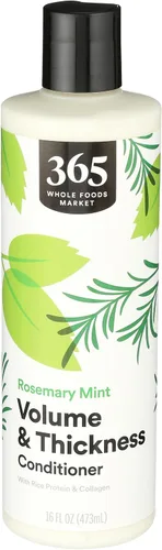 Vista 7 de 365 by Whole Foods Market, Acondicionador de volumen y grosor con proteína de arroz y colágeno, aroma a menta de romero, 32 onzas líquidas