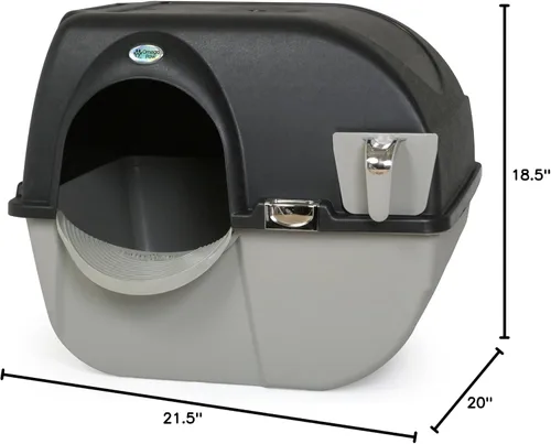 Vista 8 de Omega Paw Elite Caja de Arena de Limpieza Automática Roll 'n Clean, Negro de Medianoche, Grande (EL-RA20-1)