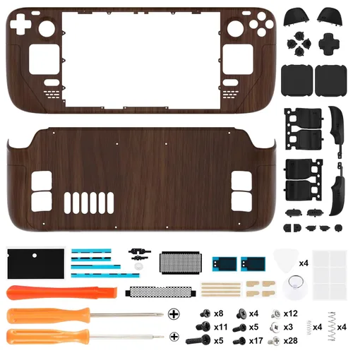 Vista 2 de eXtremeRate Juego completo de carcasa de bricolaje con botones para Steam Deck LCD, placa frontal personalizada de repuesto para Steam Deck LCD