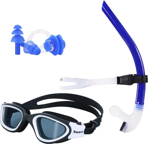 Vista 11 de Snorkel de natación para natación de vueltas, sin ruido fuerte de gorgoteo, no lastima la frente, no se desliza, entrenamiento de esnórquel frontal