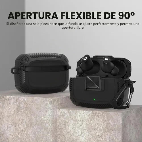 Vista 5 de Maxjoy Funda para Beats Studio Buds, Studio Buds Plus 2023 con cerradura, Studios Bud + fundas protectoras a prueba de golpes con llavero para Beats