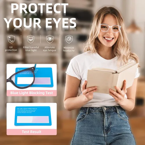 Vista 6 de Paquete de 3 lentes de lectura progresivos multienfoque para mujer, luz azul, multifocal, transición, con bisagra de resorte