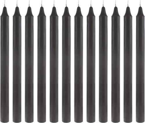 Vista 25 de Mega Candles 48 velas cónicas negras rectas sin perfume, vela de cera vertida a mano de 4 x 3/4 pulgadas, decoración del hogar, recepciones de boda