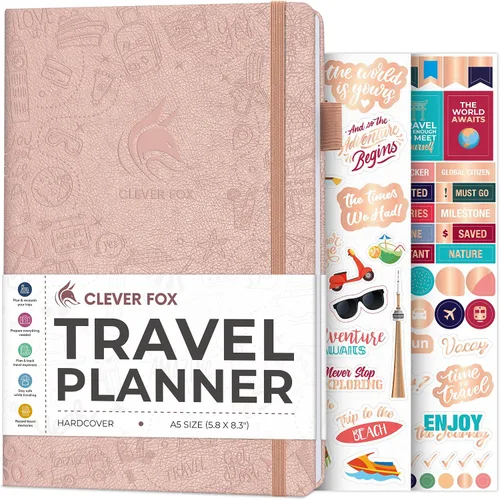 Vista 10 de Clever Fox Bolsillo para diario de viaje, organizador de itinerarios de vacaciones y viajes por carretera, diario de memoria de viaje, cuaderno