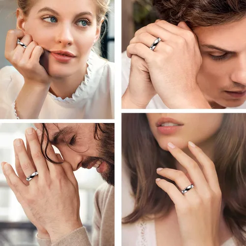 Vista 2 de Suplight Anillos entrelazados de plata de ley para mujer, anillo simple para ansiedad, anillos de polvo de estrellas lisos, anillo apilable