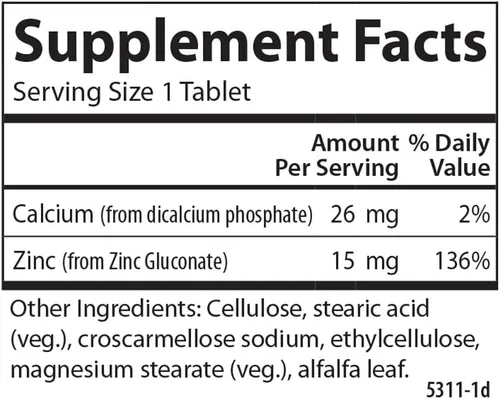 Vista 4 de Carlson - Zinc, 15 mg, Suplemento de zinc, gluconato de zinc, apoyo inmunológico y salud de la piel, tabletas de zinc, antioxidante, cápsulas
