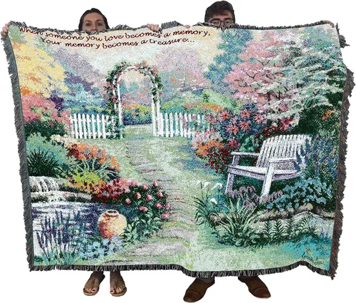 Vista 11 de Pure Country Weavers Manta con texto en inglés "I Am The Gentle Breeze Upon Your Face" con diseño de flores, para regalo de duelo y condolencia