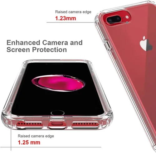 Vista 5 de Funda protectora sólida de cristal resistente de 360° con protector de pantalla compatible con iPhone 7 Plus/8 Plus (5.5 pulgadas), transparente
