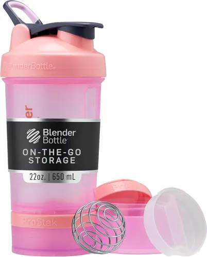 Vista 13 de BlenderBottle - Botella mezcladora con organizador de pastillas y almacenamiento para polvo proteínico, sistema Classic V2 ProStak, 22 onzas, azul