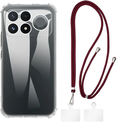 Vista 12 de Funda y cordón para Redmi K100 Pro Max 5G - transparente+negro Juego de 6.9 pulgadas que incluye funda protectora y correa desmontable para el Funda