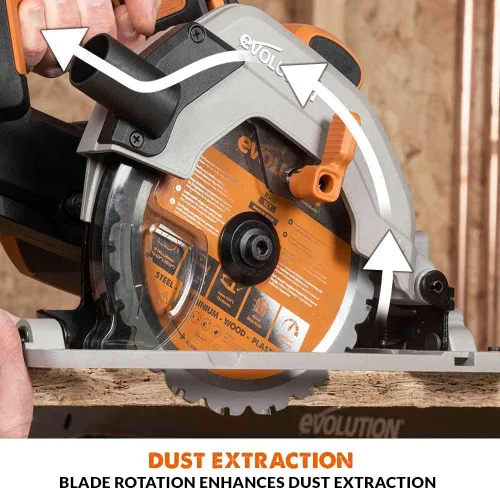 Vista 6 de Evolution R165CCSL-Li Sierra circular inalámbrica de 6-1/2 pulgadas Tecnología de corte multimaterial Bisel de 0-50° y profundidad ajustable