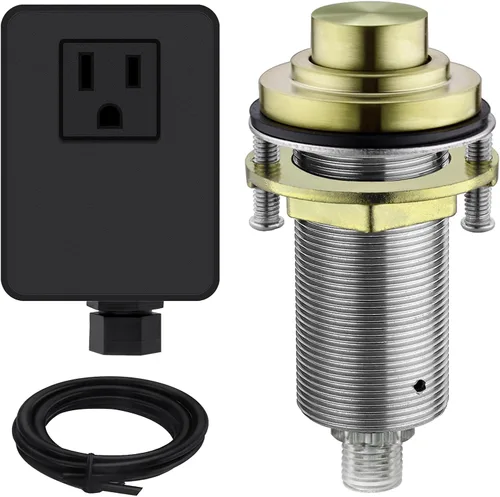 Vista 8 de Kit de interruptor de aire SinkTop (botón largo de latón completo) para eliminación de basura, bronce aceitado inalámbrico