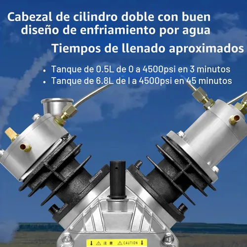 Vista 3 de TUXING 4500PSI/30Mpa PCP compresor mini cilindro doble para el tanque