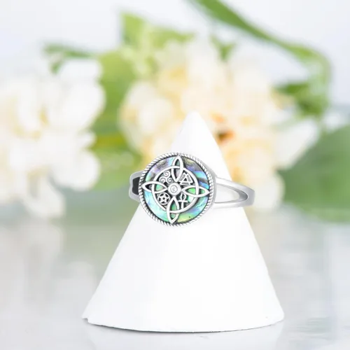 Vista 5 de YAFEINI Anillo de nudo de bruja de plata de ley con nudo de bruja celta, regalo de joyería para mujeres