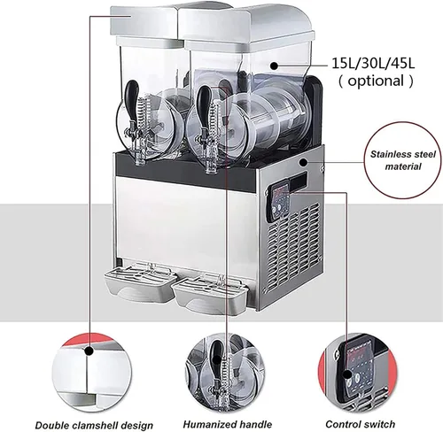 Vista 3 de Máquina de granizado de hielo, máquina comercial de bebidas granizadas, máquina de enfriamiento para hacer bebidas, máquina de granizado de bebidas
