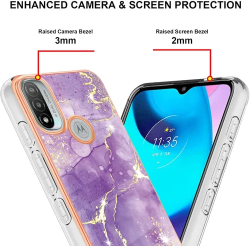 Vista 3 de Funda delgada para Motorola E40, funda para Moto E30, funda para Moto E20, funda brillante con patrón de mármol IMD para niñas, cubierta protectora