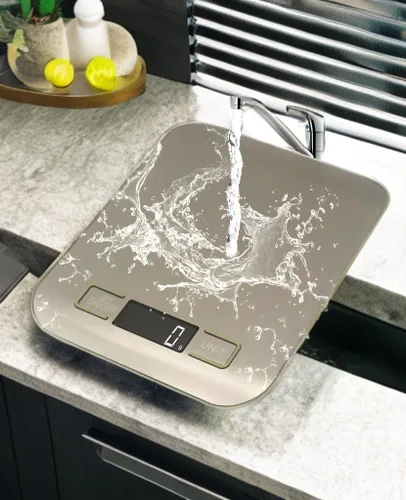 Vista 6 de Báscula digital de cocina, báscula de alimentos en gramos y onzas, precisión de 0.04 oz para cocinar, hornear y preparar comidas, acero inoxidable