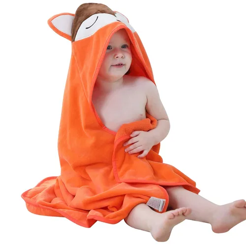 Vista 9 de Michley - Bata de algodón con capucha para niños y niñas de 0 a 6 años, Azul