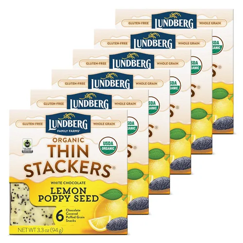 Vista 10 de Lundberg Pastel de arroz orgánico Thin Stackers, chocolate negro decadente, comercio justo, kosher, certificado orgánico USDA, sin gluten y sin OMG